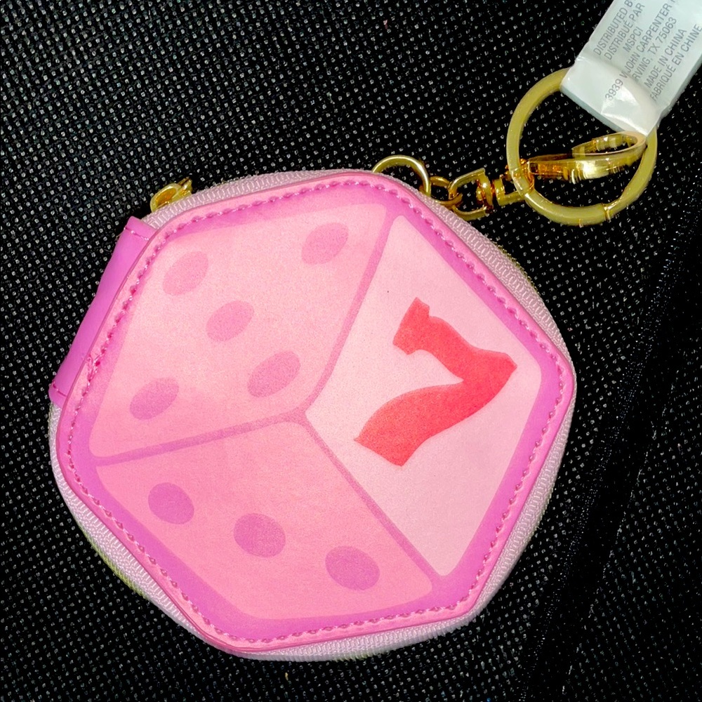Pink Dice Coin purse keychain bag charm